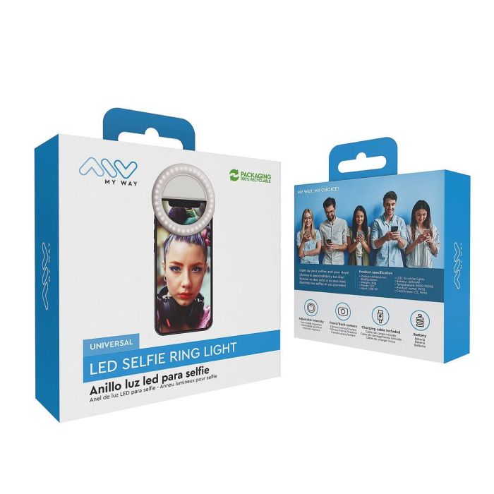 Anneau Lumineux pour Selfie Rechargeable Muvit MWCHL0007 Blanc 0 Anneau Lumineux pour Selfie Rechargeable Muvit MWCHL0007 Blanc 0