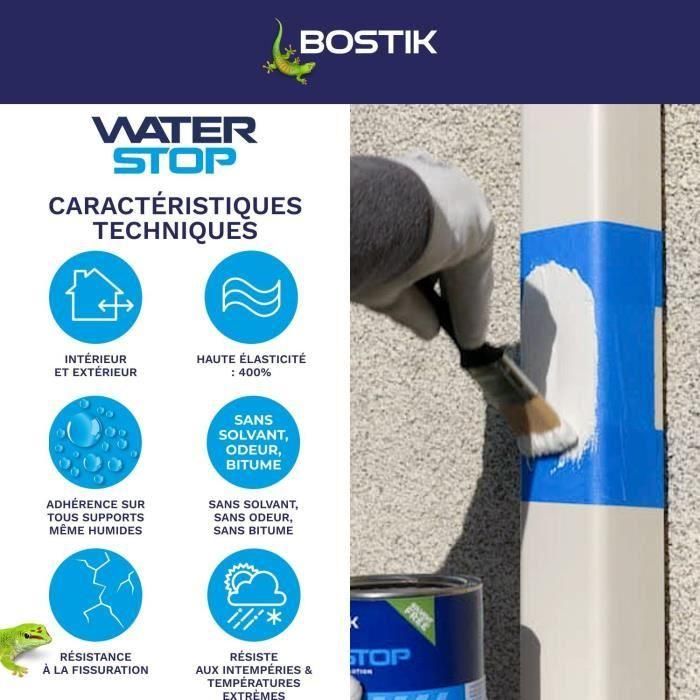 Membrane d'étanchéité - BOSTIK - Waterstop - Réparation fuites - Pot 1 kg - Gris 3