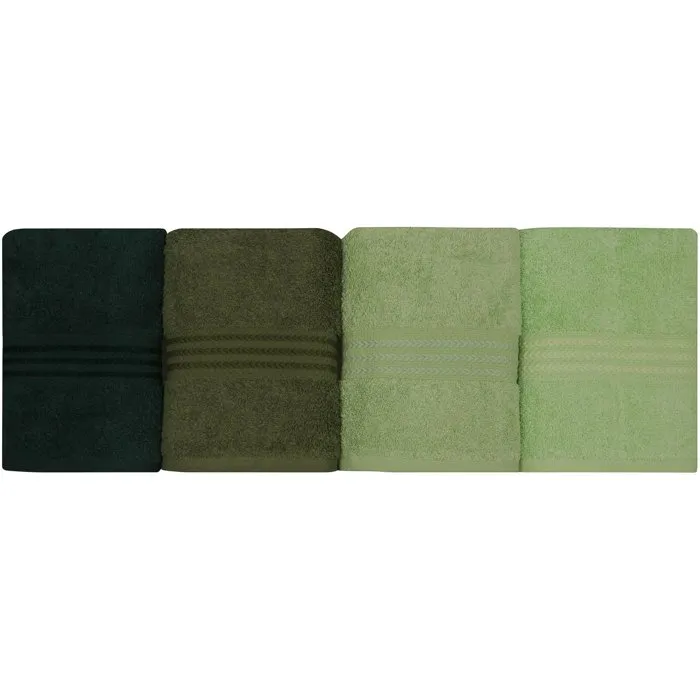 Ensemble de 4 serviettes de main en coton 100% - 50x90 cm - Vert - Pour salle de bain Ensemble de 4 serviettes de main en coton 100% - 50x90 cm - Vert - Pour salle de bain