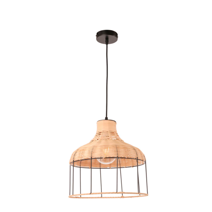 Lampe Suspendue Rotin Quetzaltenango Style Naturel Boho-Chic Compatible E27 SKD-P80054 2