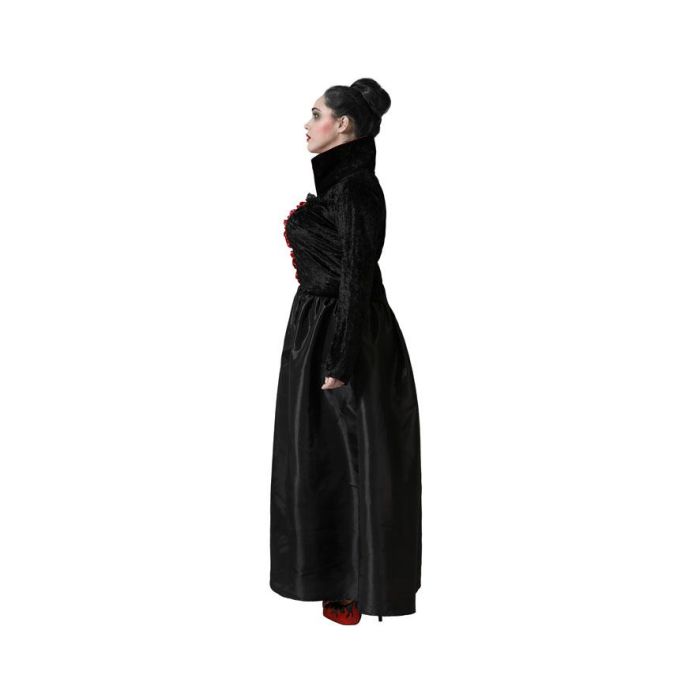 Costume Femme Adulte Vampiresse Noire XL avec Décolleté Rouge en Satin - Robe Longue Élégante pour Halloween et Fêtes à Thème Gothic