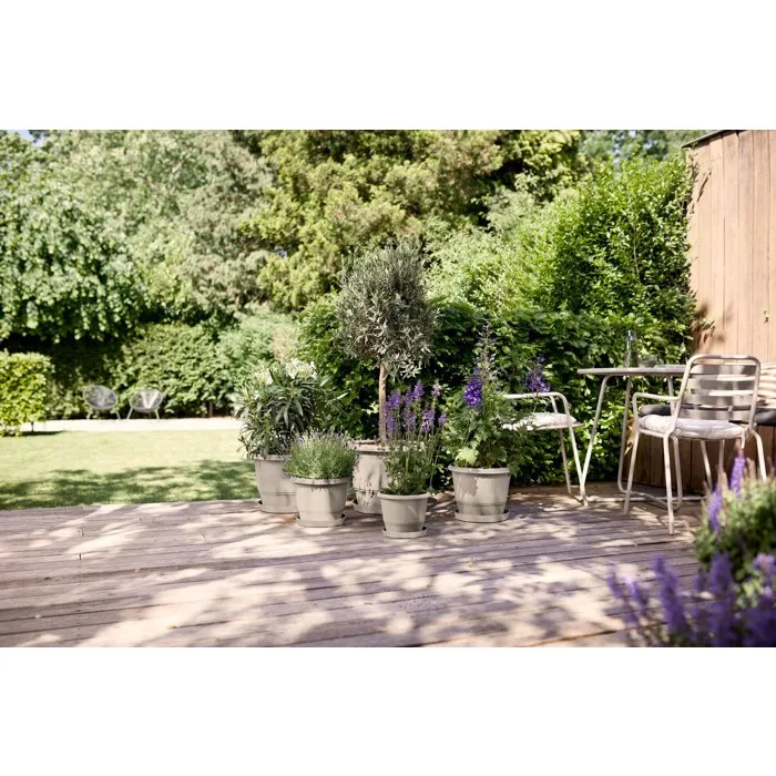 ELHO Amiga Rond 55 - Pot de fleur rond extérieur en plastique recyclé - 55 L - Ø 55 x H 51 cm - Beige