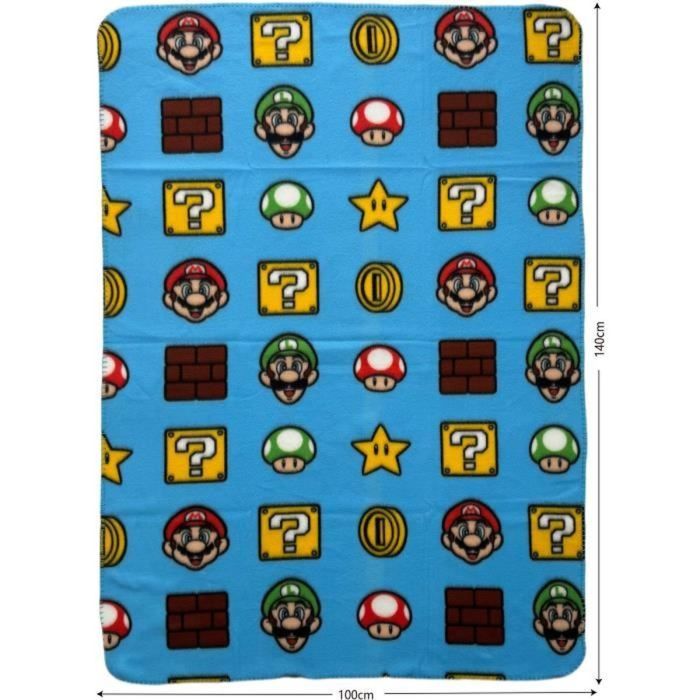 Couverture Mario Bros Multicouleur Carreaux Ecossais 2