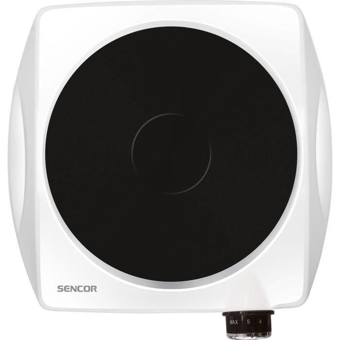 Sencor Plaque de cuisson électrique 1 foyer SCP 1503WH-EUE4 1500 W Blanc, pour petits espaces (cuisine, dortoir, camping)