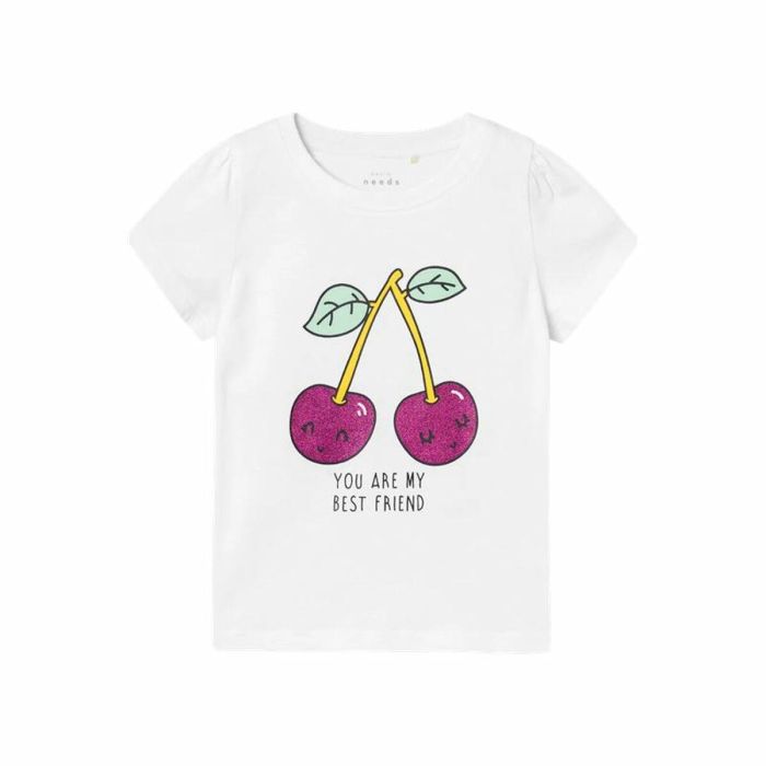 T shirt à manches courtes Enfant Name It Nmfvibeke Capsl Blanc