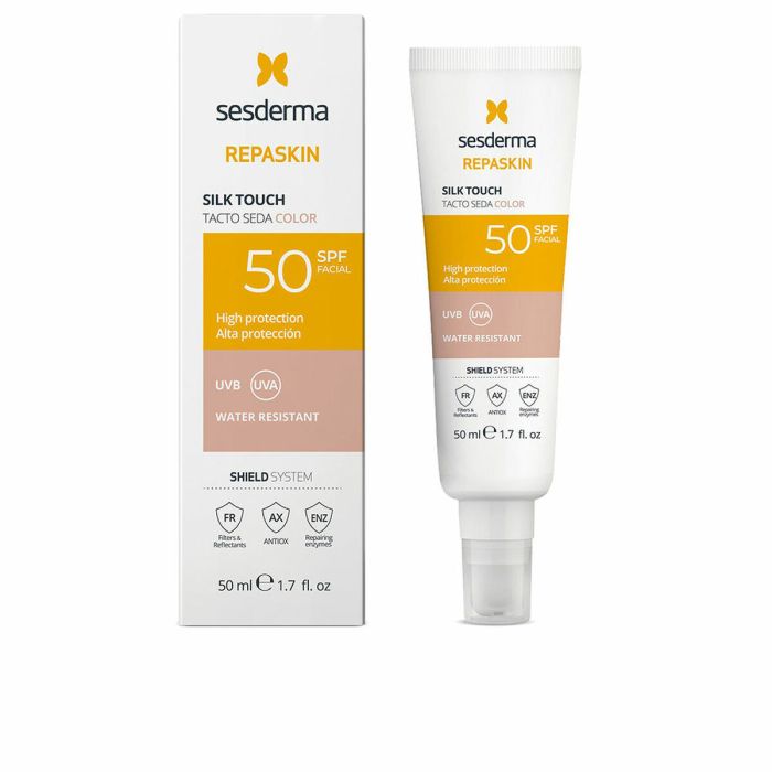 Sesderma Repaskin Crème Solaire Soin du Visage Toucher Soyeux avec Couleur SPF50 50 ml