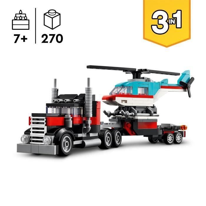 LEGO 31146 Creator 3en1 Le Camion Remorque avec Hélicoptere, Jouet d'Hélicoptere et Camion, Avion et Camion-Citerne 1