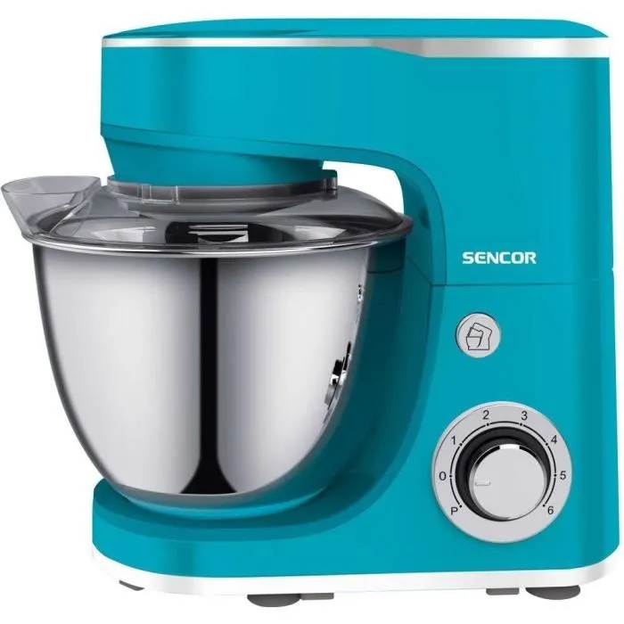 Sencor STM 3637TQ - Robot pâtissier multifonction avec batteur sur socle, bol inox 5.5 L, 1300 W, 6 vitesses, fonction Pulse et 3 accessoires Sencor STM 3637TQ - Robot pâtissier multifonction avec batteur sur socle, bol inox 5.5 L, 1300 W, 6 vitesses, fonction Pulse et 3 accessoires