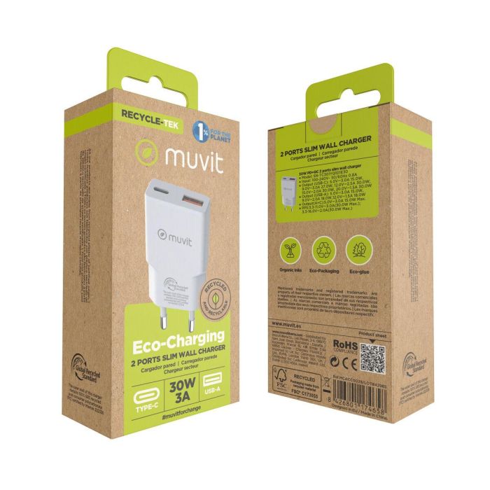 Chargeur mural Muvit for Change HC-263 Blanc 18 W 30 W 3