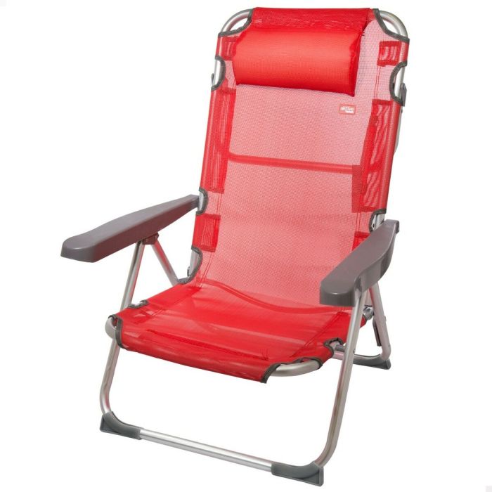 Chaise Pliante avec Repose-Tête Aktive Menorca Rouge 48 x 90 x 60 cm (2 Unités) 4 Chaise Pliante avec Repose-Tête Aktive Menorca Rouge 48 x 90 x 60 cm (2 Unités) 4