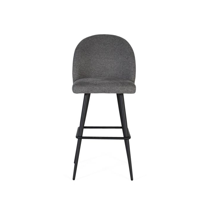 Tabouret de Bar GINER Y COLOMER Tapiza2 - Lot de 2 Tabourets Gris avec Assise Acolchada, Pieds en Acier Tubulaire Noir, Dimensions: Assise 48x43 cm, Dos 35x50 cm 1