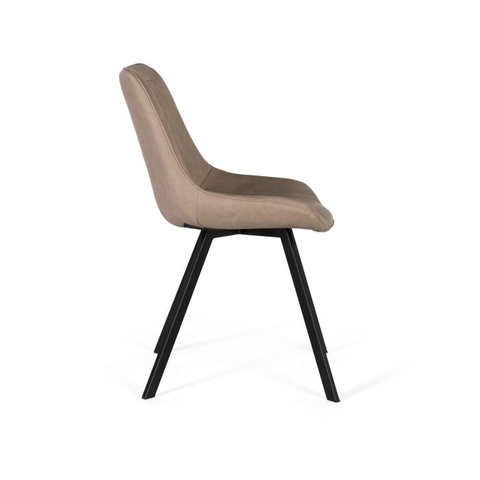 GINER Y COLOMER Lot de 2 Chaises de Salle à Manger, Design avec Capitonnage en Diamant, Tapisserie en Cuir PU Beige, Pieds en Tube d'Acier Carré Noir 2