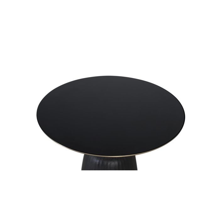 GINER Y COLOMER Table basse en verre trempé avec structure en aluminium - Noir et doré - Diamètre 76 cm, Hauteur 44 cm - Design contemporain pour salon 1