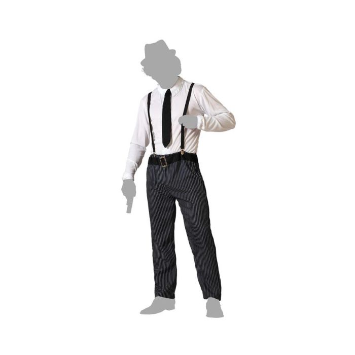 Déguisement Gangster Homme Adulte Noir - Costume Complet 4 Pièces (Pantalon, Chemise, Cravate, Bretelles) pour Fête et Carnaval - Taille XS-S