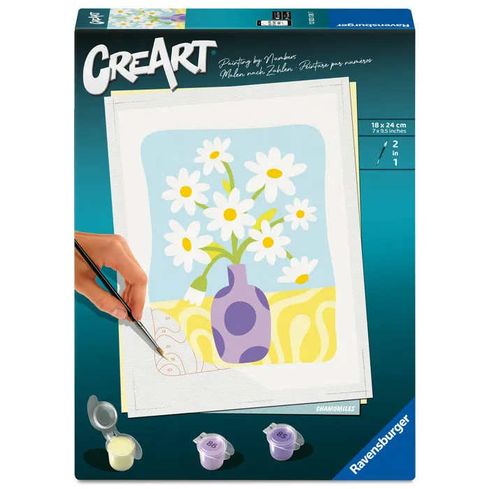 Ravensburger 12023138 - Peinture par numéros Adulte - Tableau Camomilles 18x24 cm - Activité créative et détente Ravensburger 12023138 - Peinture par numéros Adulte - Tableau Camomilles 18x24 cm - Activité créative et détente