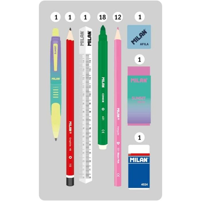 Plumier double Milan Sunset Noir Rose 34 Pièces 19,5 x 13 x 5 cm 1 Plumier double Milan Sunset Noir Rose 34 Pièces 19,5 x 13 x 5 cm 1