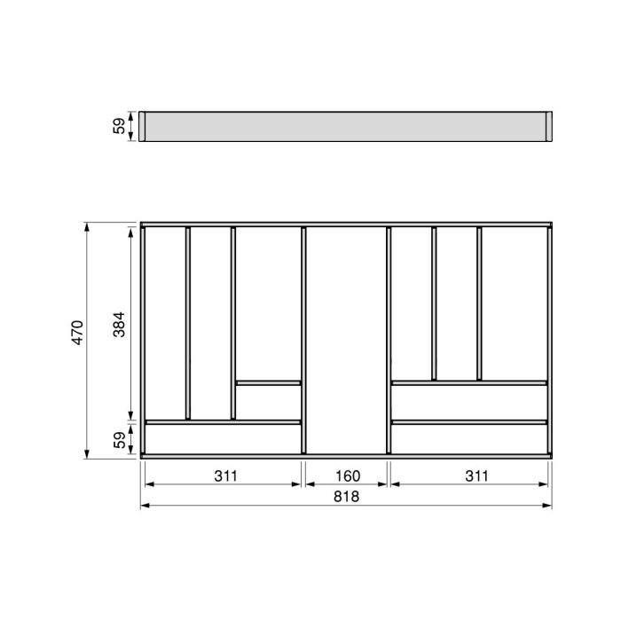 Emuca Organisateur de tiroirs Alumount 900x500, Aluminium, Gris antracite 2