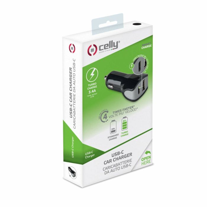 Chargeur de voiture Celly Noir 17 W 2 Chargeur de voiture Celly Noir 17 W 2