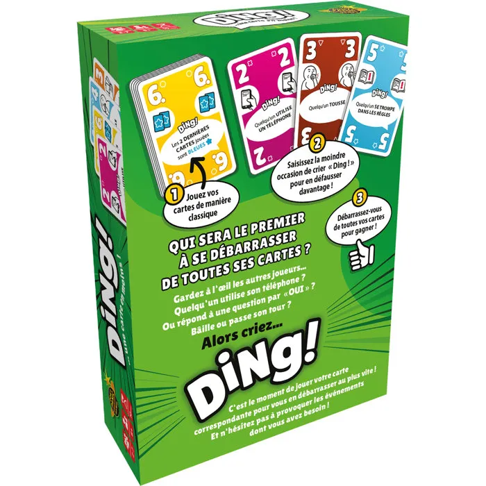 Asmodee Jeu de cartes DING! par DON'T PANIC GAMES - Ambiance pour 2 à 7 joueurs, dès 8 ans - Règles simples et parties rapides - Version française Asmodee Jeu de cartes DING! par DON'T PANIC GAMES - Ambiance pour 2 à 7 joueurs, dès 8 ans - Règles simples et parties rapides - Version française