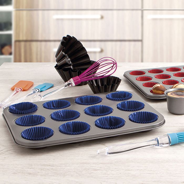 Moules à Muffins Quid Sweet Grey Noir 36 x 17 x 3 cm (12 Unités) 2