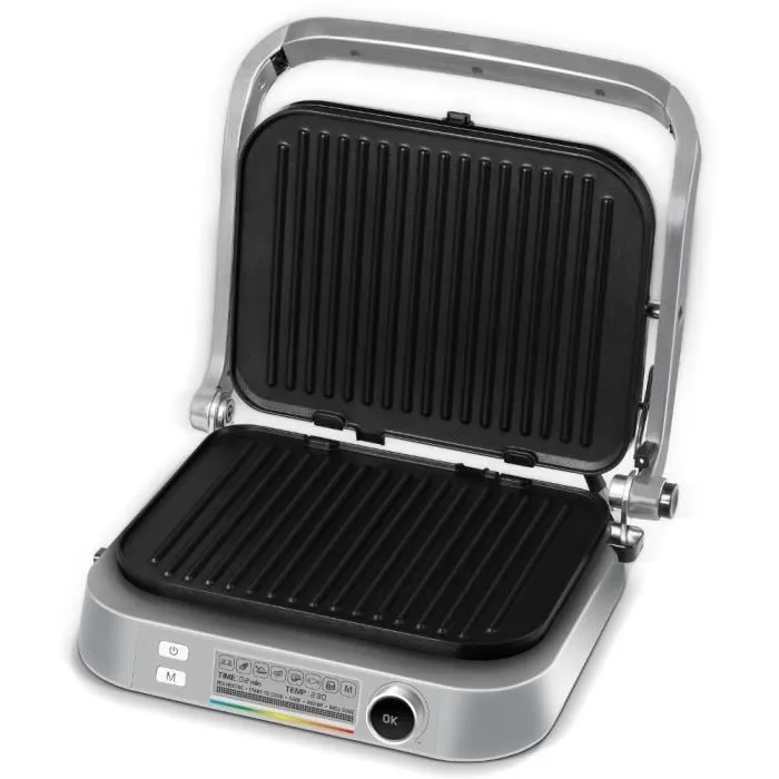 Sencor SBG 6231SS - Grill électrique avec écran LCD, plaques amovibles antiadhésives (30x25 cm), puissance 2100 W, surface CoolTouch