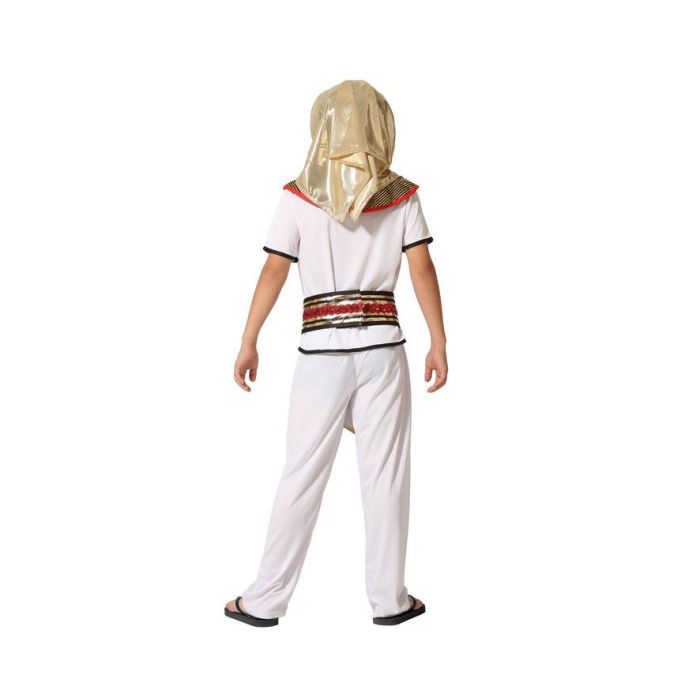 Déguisement Égyptien de Pharaon pour Enfant Garçon 5-6 Ans - Costume 5 Pièces avec Tunique, Pantalon et Accessoires Dorés