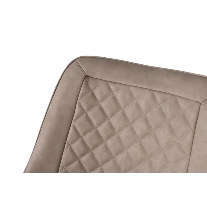 GINER Y COLOMER Lot de 2 Chaises de Salle à Manger, Design avec Capitonnage en Diamant, Tapisserie en Cuir PU Beige, Pieds en Tube d'Acier Carré Noir 4