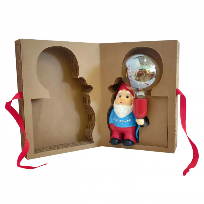 Gnome en céramique bleu/rouge avec ampoule LED G125 "Amore" AM-NN202 1