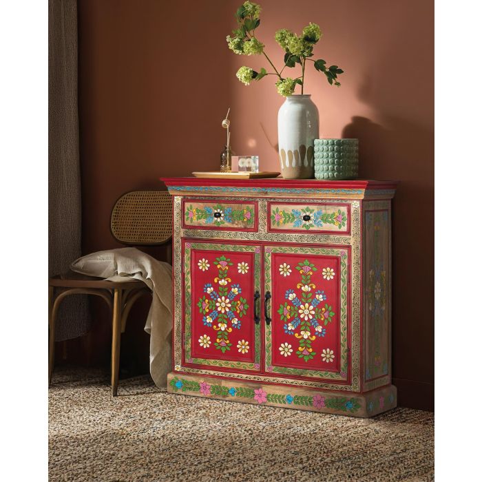 GINER Y COLOMER Buffet en Bois de Mango avec 2 Tiroirs et Portes, Décors Peints à la Main - Multicolore, Rustique 7 GINER Y COLOMER Buffet en Bois de Mango avec 2 Tiroirs et Portes, Décors Peints à la Main - Multicolore, Rustique 7