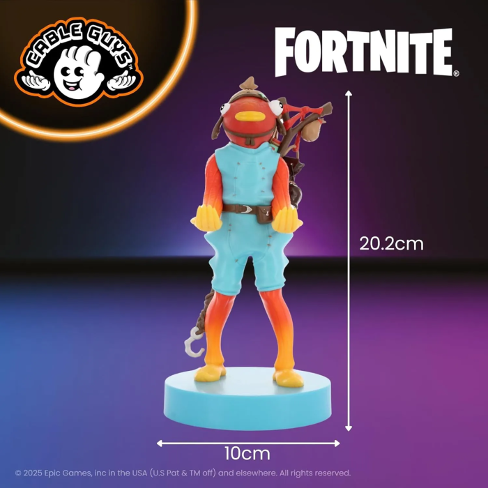 Exquisite Gaming Figurine Fortnite Poiscaille (Fishstick) Support avec câble USB - Compatible PS5, Xbox Series, smartphone - 20 cm