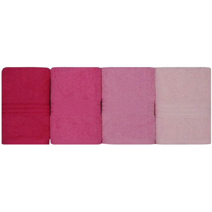 4 serviettes de bain à main - Lot de 4 - 50 x 90 cm - Rose - Coton 100% - Douces et absorbantes 4 serviettes de bain à main - Lot de 4 - 50 x 90 cm - Rose - Coton 100% - Douces et absorbantes