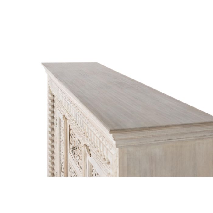 GINER Y COLOMER Buffet en bois de manguier massif couleur blanc vieilli, style artisanal avec 2 portes et 3 tiroirs - 150 x 100 x 40 cm 4 GINER Y COLOMER Buffet en bois de manguier massif couleur blanc vieilli, style artisanal avec 2 portes et 3 tiroirs - 150 x 100 x 40 cm 4