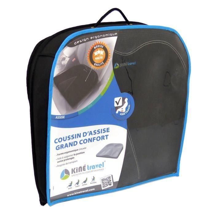 Coussin  d'assise  grand confort en mousse - KINE TRAVEL - 41.5 x 40 x 9/2 cm - développés et testés par un kiné spécialiste du dos 1