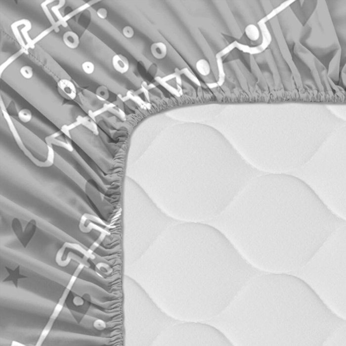 Drap housse HappyFriday MOSHI MOSHI Gris Multicouleur 70 x 140 x 14 cm animaux