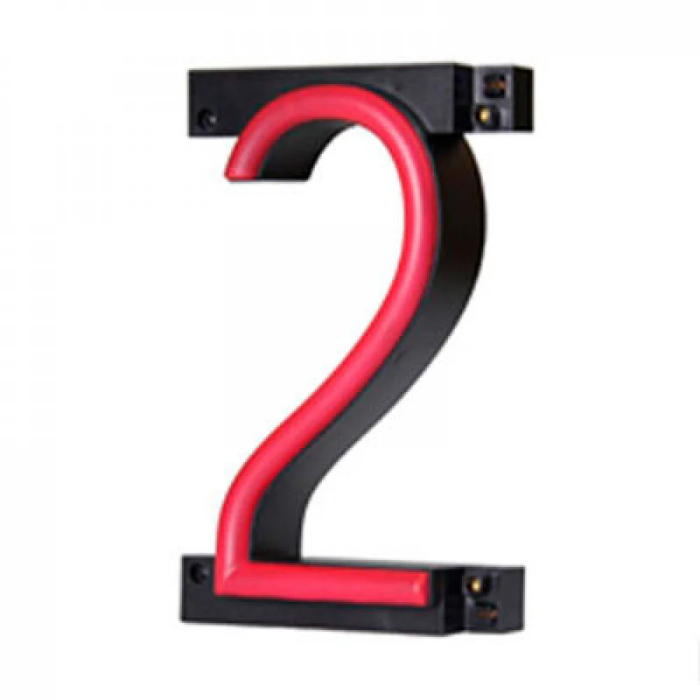 Lettre lumineuse LED Neon Numéro 2, Largeur 84mm, Hauteur 161mm, Profondeur 38mm 0