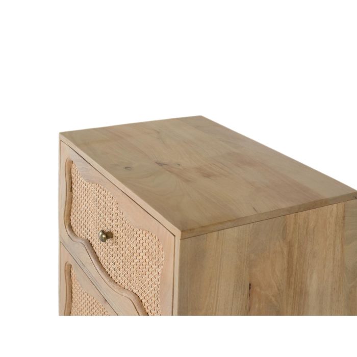 GINER Y COLOMER - Table de nuit en bois de manguier avec 2 tiroirs à façade en canne tressée - Design artisanal - Dimensions 60x40x65 cm - Finition naturelle 2 GINER Y COLOMER - Table de nuit en bois de manguier avec 2 tiroirs à façade en canne tressée - Design artisanal - Dimensions 60x40x65 cm - Finition naturelle 2