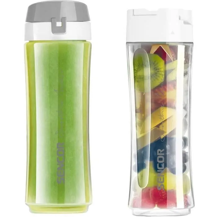 Sencor SBL 2210WH - Blender Smoothie 500 W avec 2 Bouteilles sans BPA et 4 Lames Inox pour Smoothies, Milkshakes et Soupes
