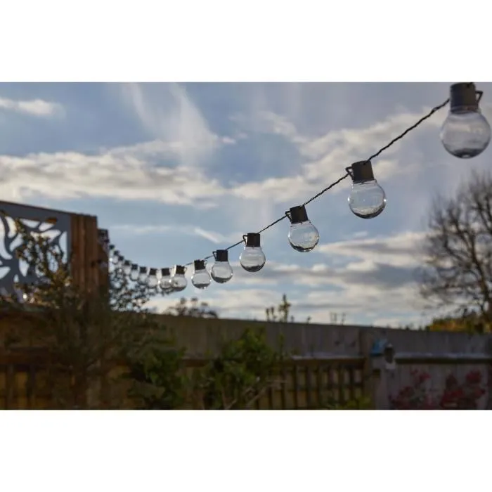 Smart Garden Guirlande Solaire Globulb 40 LED Blanc Chaud 13.7 m, Alimentation Panneau Solaire, Étanchéité IP44, 2 Piles AA, Allumage Automatique