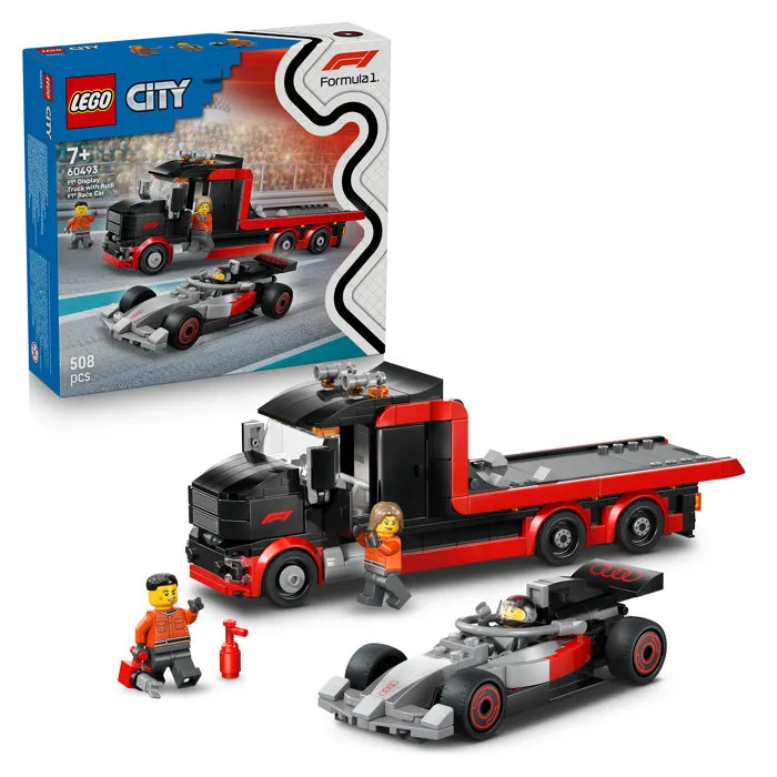 LEGO City 60493 - Camion de F1 avec Voiture de Course Audi F1 - Jouet Construction 7 Ans - 3 Minifigurines