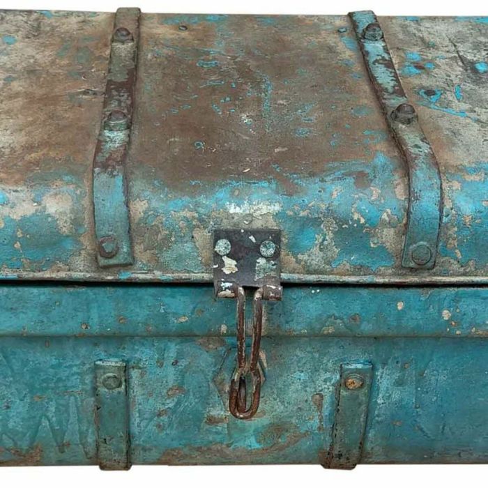 Valise décorative Alexandra House Living Bleu Fer Style artisanal 34 x 23 x 64 cm 2