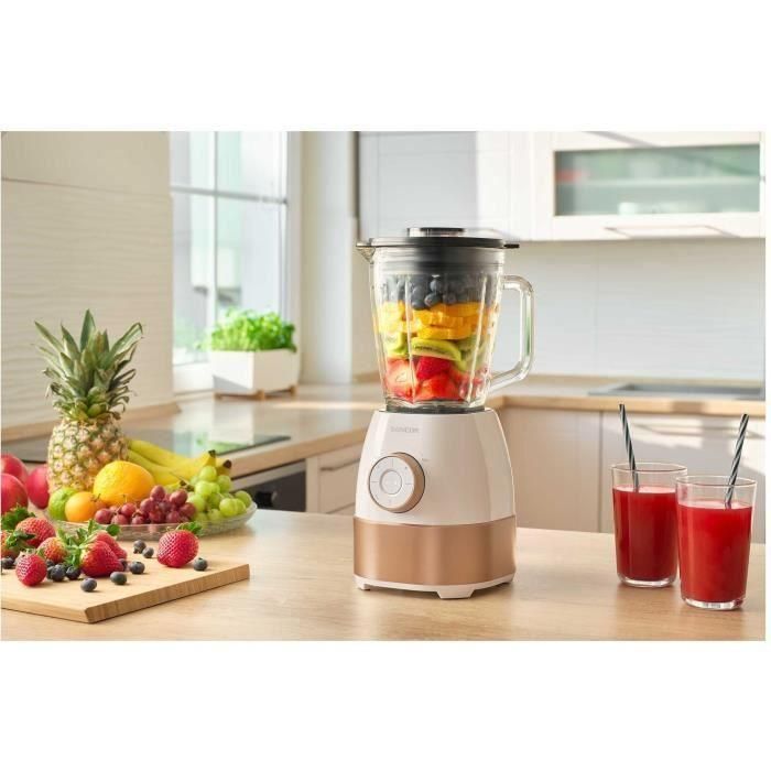 Sencor SBL 5870GD Blender Mixeur 1800 W - Récipient Verre 1,5 L - 6 Lames Titane - 4 Programmes Préréglés et Pulse - Blanc Doré