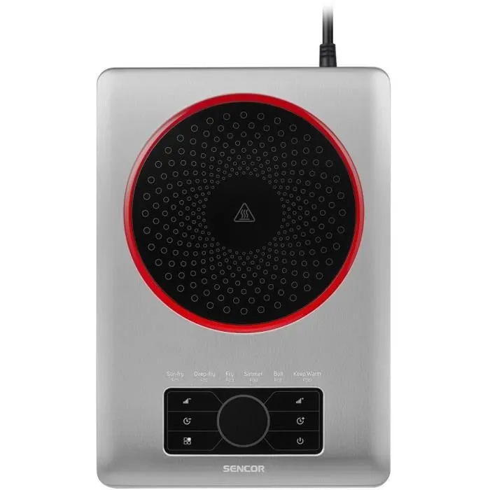 Sencor SCP 5010SS Plaque chauffante en vitrocéramique 1500 W - Diamètre 19 cm, 6 modes de cuisson, minuterie 4 heures, design ultra-mince