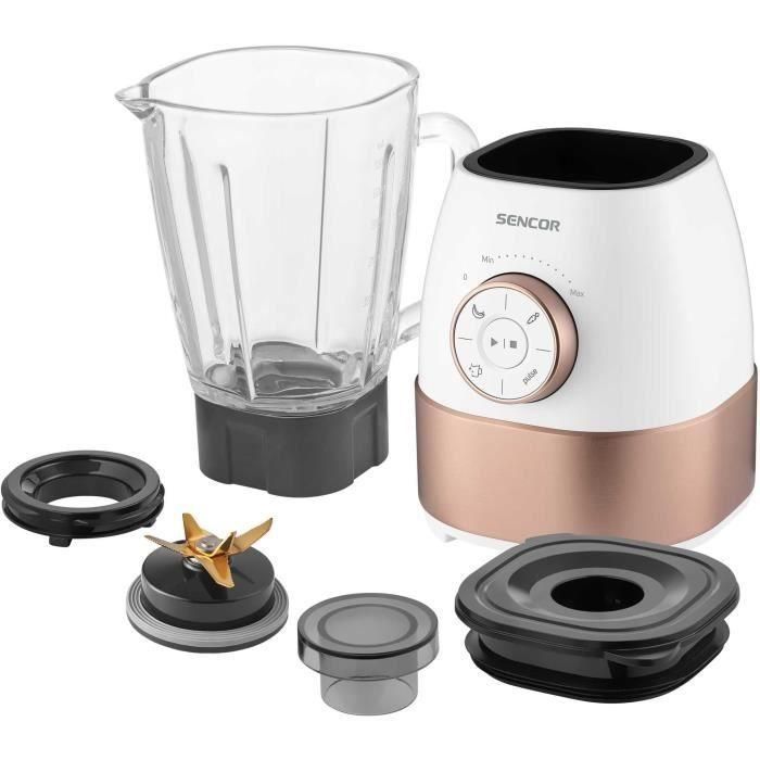 Sencor SBL 5870GD Blender Mixeur 1800 W - Récipient Verre 1,5 L - 6 Lames Titane - 4 Programmes Préréglés et Pulse - Blanc Doré