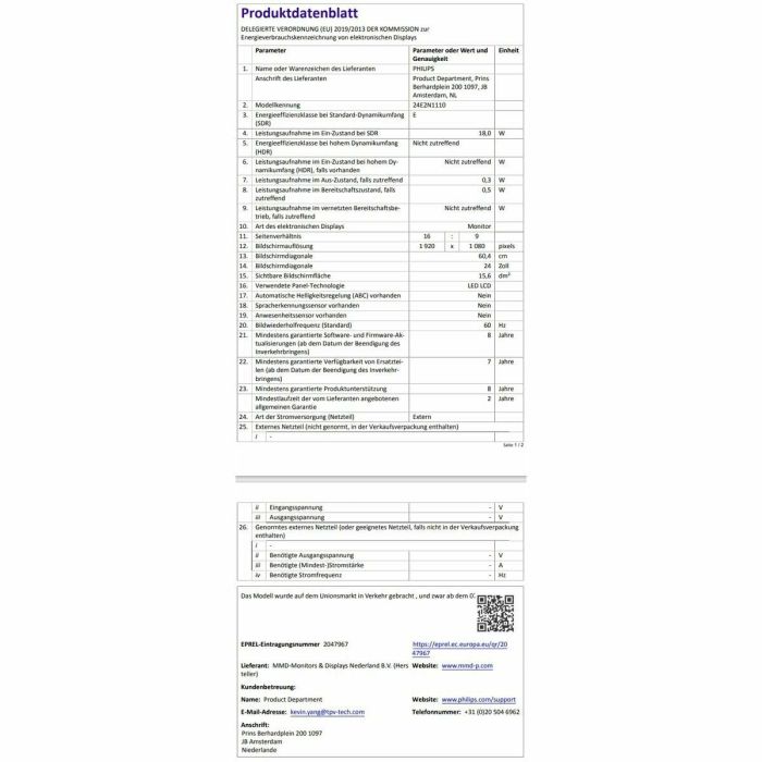 Écran Philips 24E2N1110/00 23,8" Full HD 7 Écran Philips 24E2N1110/00 23,8" Full HD 7