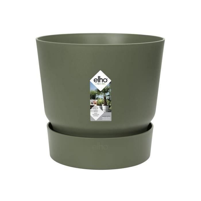 ELHO Pot de fleurs rond Greenville 30 - Extérieur - Ø 29,5 x H 27,8 cm - Vert feuille 1