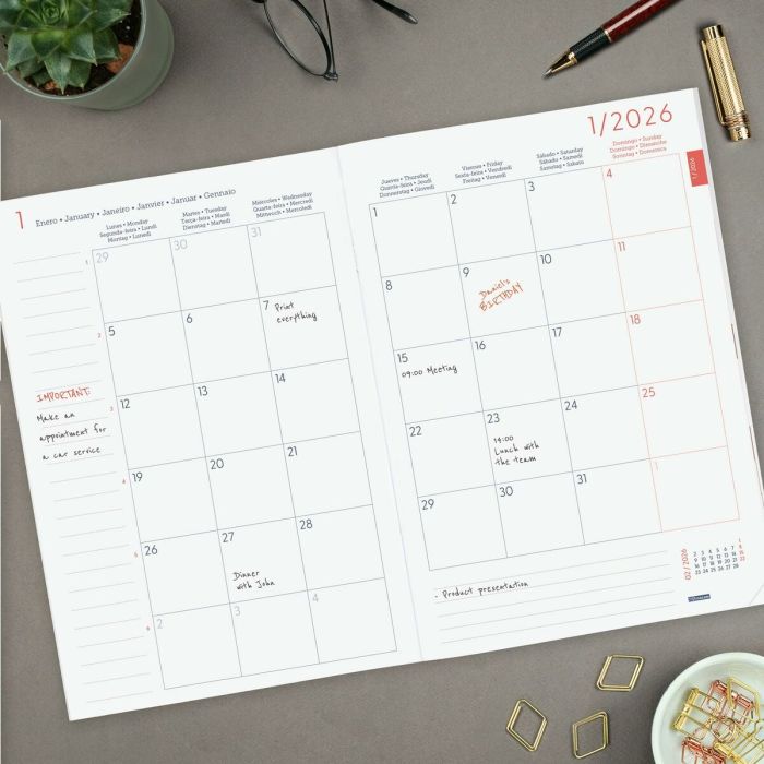 Planificateur mensuel Finocam Gris Papier 16,5 x 24 cm 3