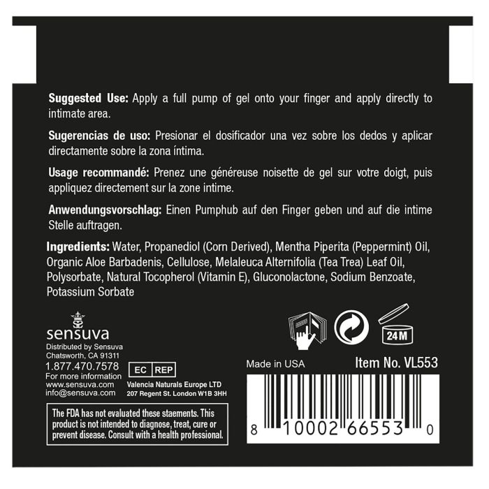 Gel relaxant anal Sensuva Menthe 6 ml 1