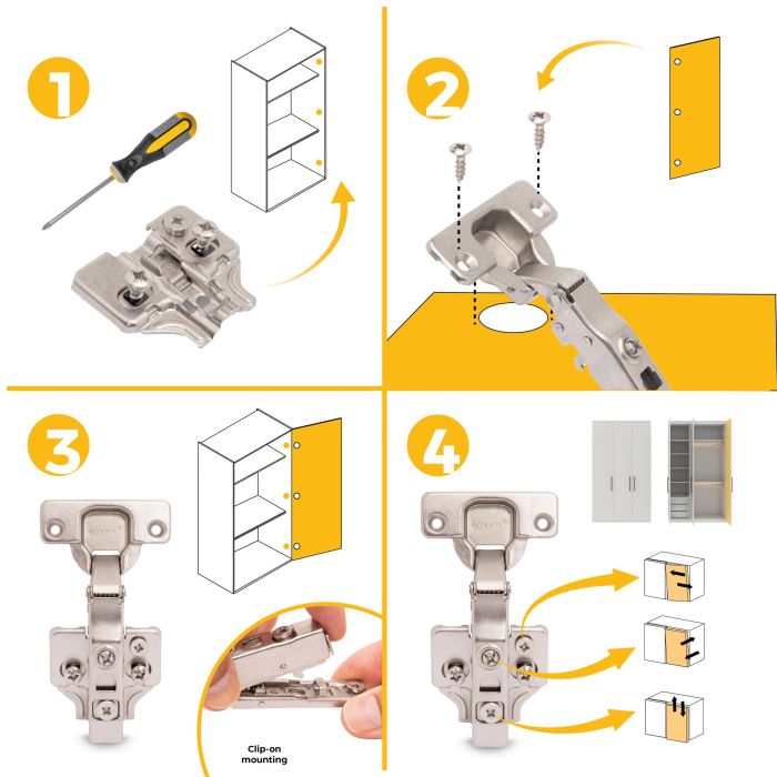 Emuca Lot de 20 charnières droites X91N avec embases de montage mixtes, Diamètre 5x9.5mm, Hauteur 0, Acier, Nickelé 7 Emuca Lot de 20 charnières droites X91N avec embases de montage mixtes, Diamètre 5x9.5mm, Hauteur 0, Acier, Nickelé 7