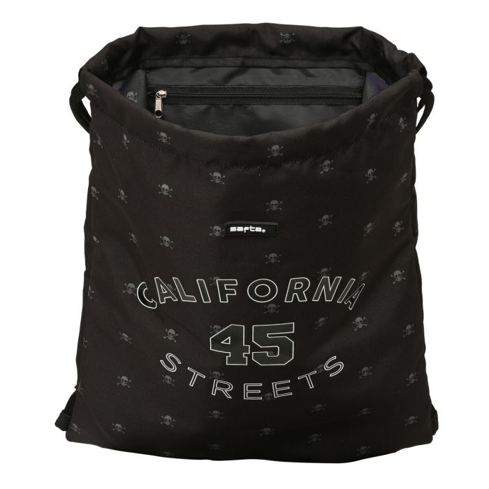 Sac à dos serré par des ficelles Safta California Noir 35 x 40 x 1 cm 1 Sac à dos serré par des ficelles Safta California Noir 35 x 40 x 1 cm 1
