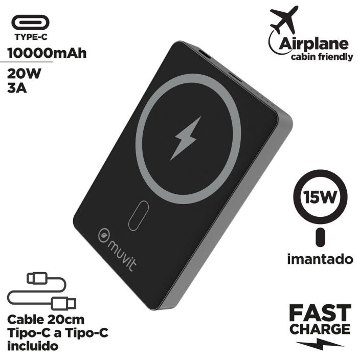Powerbank Muvit for Change Noir Aluminium 10000 mAh 7 Powerbank Muvit for Change Noir Aluminium 10000 mAh 7